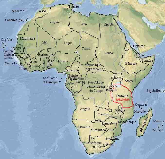 tanzanie carte du monde